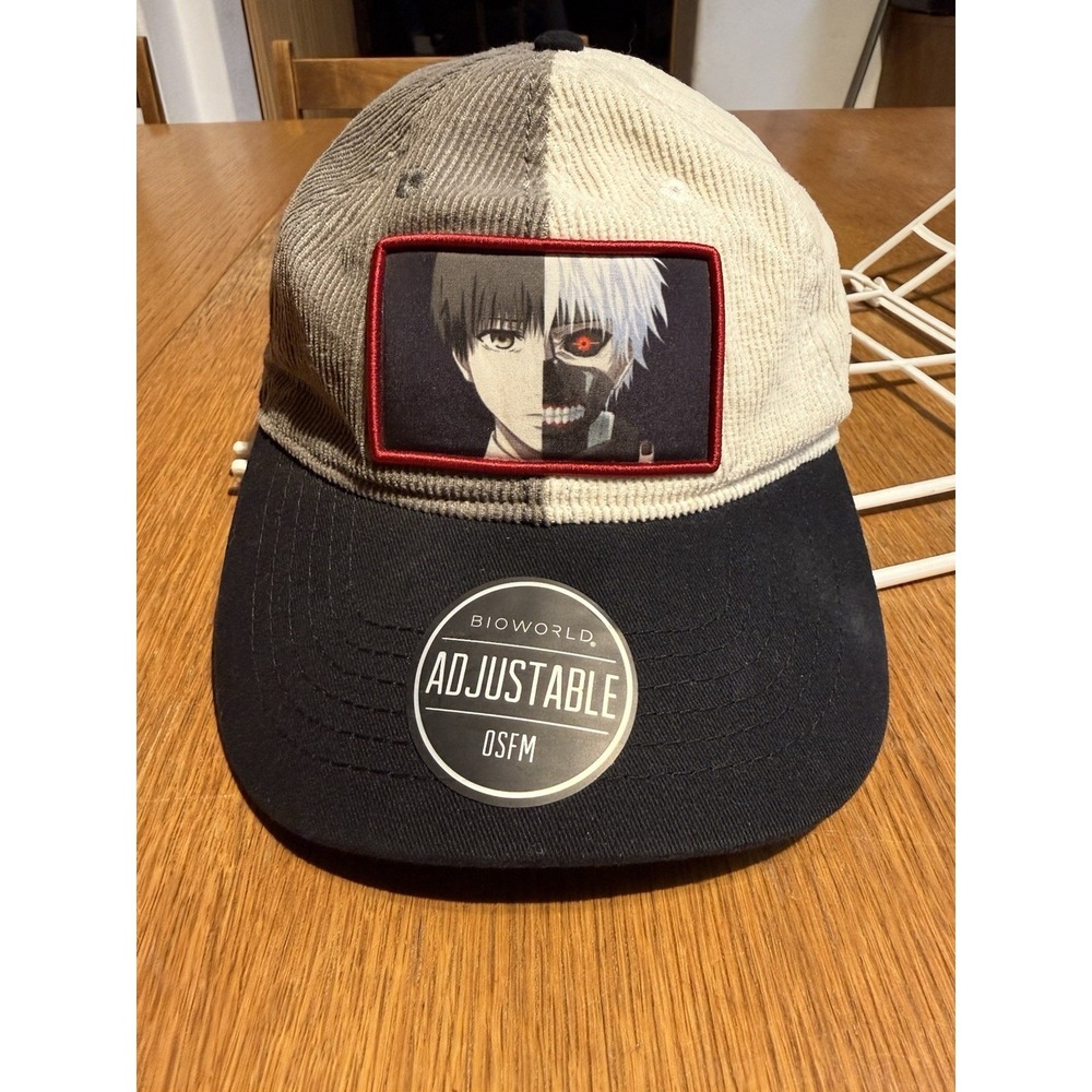 NEW Bioworld Hot Topic Tokyo Ghoul Corduroy White Grey Cotton Adjustable Hat